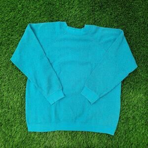 Vintage 90s Blank Raglan Sweatshirt Womens XL 23x24 Blue